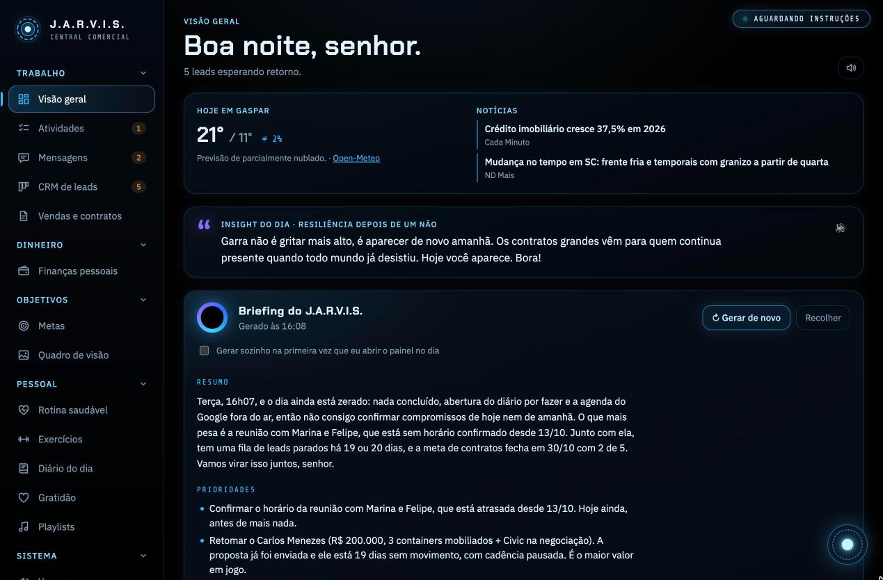 Visão geral do Jarvis com briefing do dia